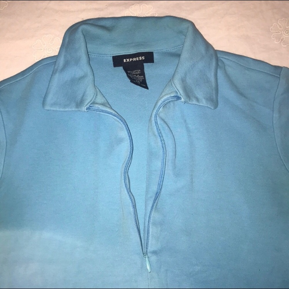 👕 Express blue zip up t shirt - Picture 2 of 5